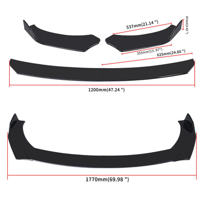 Car Universal Front Bumper Splitter Lip Spoiler Diffuser Body Kit Black Winglets Side Skirt Extension Protector Cars Accessories