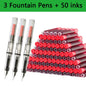 53Pcs Fountain Pen Replaceable Ink Set Black/Blue/Red ink EF School Pens Office Supplies Stationery for Writing Calligraphy Pen