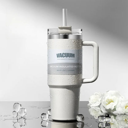 40oz 1200ML double-layer insulated tumbler cold drink travel cup coffee cup A handled and strawed insulated tumbler Ice Cup