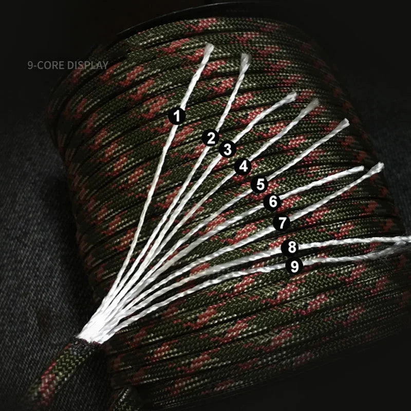 9 Core 650lb Paracord 100m Dia.4mm Military Standard Parachute Rope Tent Lanyard Accessories For Survival Bracelet DIY Making