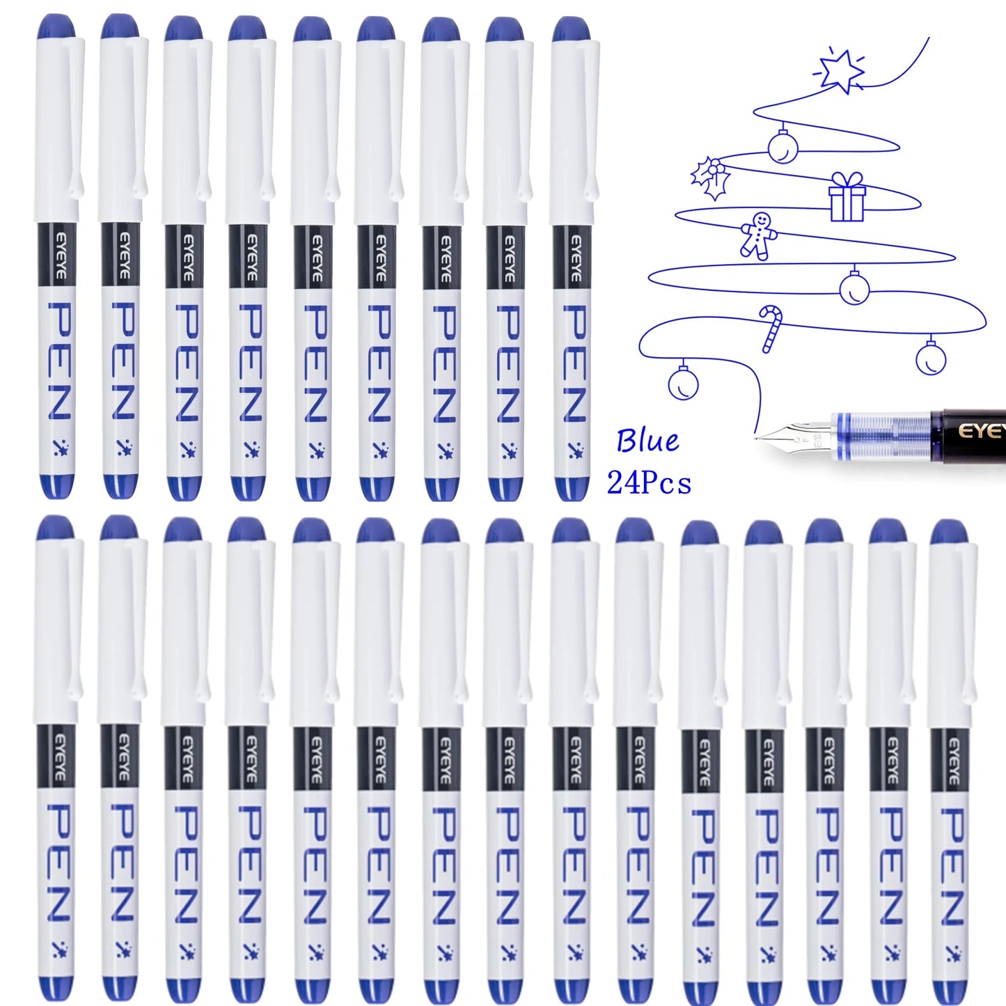 Disposable Fountain Pens, Straight Liquid Fountain Pens，for WritingQuick-Drying Ink Pen, Smooth-Writing Multicolor Art Supplies