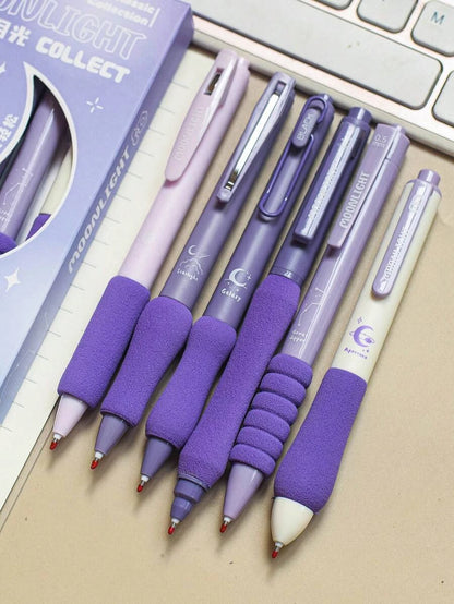 6pcs/set 0.5mm Retractable Gel Pen, Kawaii Stationary, Cute Pens, Black Gel Pens, Aesthetic Pens, School Supplies