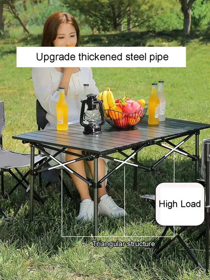 Outdoor Folding Long Table Easy To Install Portable Storage Black Camping Table Barbecue With Net Bag Light Stable Desk Table