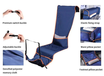 Adjustable Footrest Hammock with Inflatable Pillow Seat Cover for Planes Trains Buses Swing Chair Outdoor Chair Travel