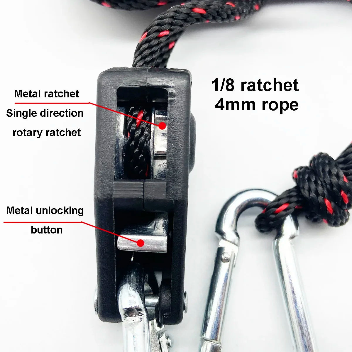 6Pcs Camping Tent Tie Down Rope Tightener Fastening Wind Rope Buckle Pulley Ratchet Hangers Awning Rope Hook