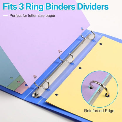 200 Pieces 3 Ring Binder Dividers 40 Sets 5 Tab Labels Organization Office Home Storage Documents