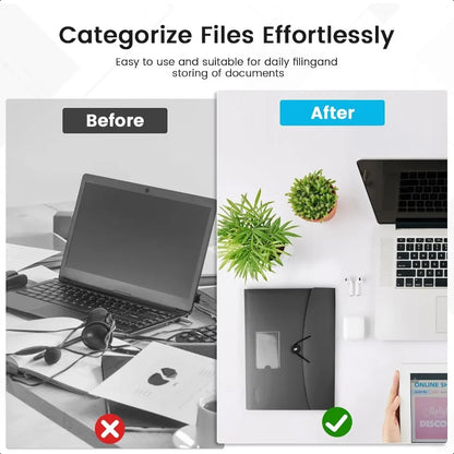 13 Pocket Expanding File Folder Accordian File Organizer A4 Letter Size Paper Document Receipt Holder for School Office Supplie