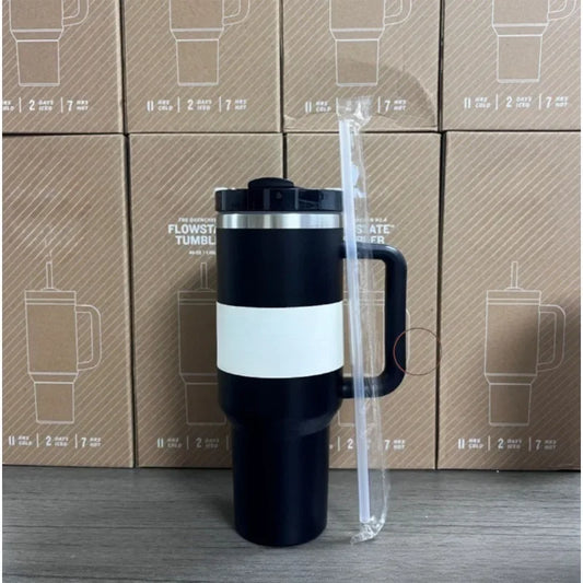 New Style Tumbler with Handle & Straw 40 oz Twist On 3Way Lid Cupholder Compatible for Travel Insulated Stainless Steel Cup