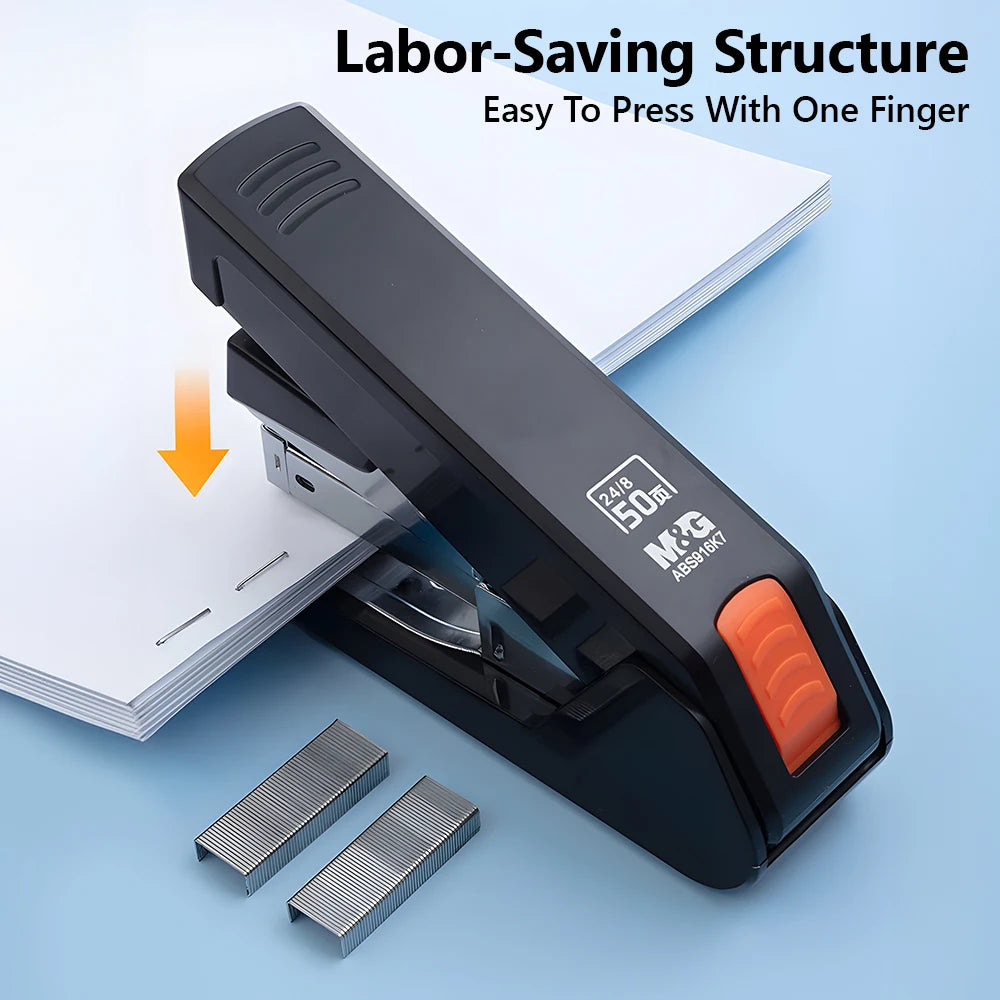 M&G 12# Desktop Stapler 50 Sheets Effort-Saving Portable Durable Office Supplies Business-type Stapler Black/White