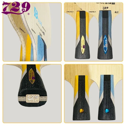 Original 729 Friendship Yellow ALC Table Tennis Blade 5 Wood 2 Arylate Carbon Professional Ping Pong Blade Blue ALC Offensive