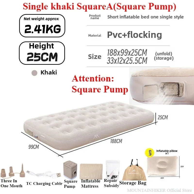 MOUNTAINHIKER Outdoor Inflatable Seating Mat Interior Air Mattress Mats Luxury Built-in Pump Thicken PVC Sleeping Bed Furniture