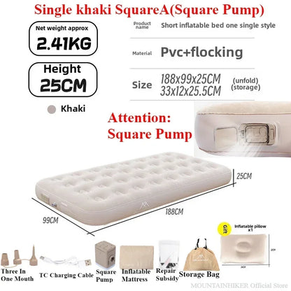 MOUNTAINHIKER Outdoor Inflatable Seating Mat Interior Air Mattress Mats Luxury Built-in Pump Thicken PVC Sleeping Bed Furniture
