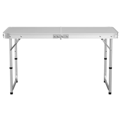 Folding outdoor camping table portable table adjustable height with carry handle folding picnic table white 120x60 cm