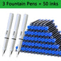 53Pcs Fountain Pen Replaceable Ink Set Black/Blue/Red ink EF School Pens Office Supplies Stationery for Writing Calligraphy Pen