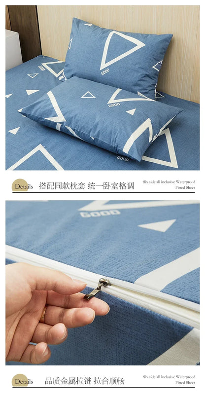 Waterproof Mattress Cover Six-Sided All Inclusive With Zipper Removable Bedspread Queen Breathable Mattress Protector