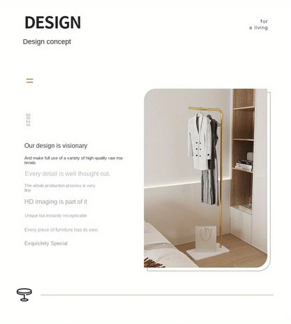 Scandinavian Modern Metal Valet Stand - Freestanding Multipurpose Suit Rack with Special Functions - Bedroom Clothing and Accessories