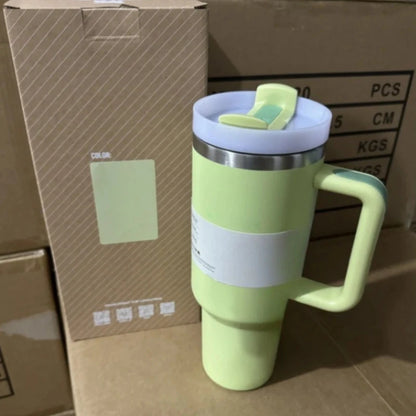 New Style Tumbler with Handle & Straw 40 oz Twist On 3Way Lid Cupholder Compatible for Travel Insulated Stainless Steel Cup