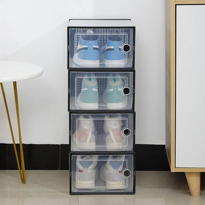 Shoe Cabinets Transparent Plastic Shoes Case Stackable Front Lid Drawer Shoes Organizer Thicken Large Moisture-Proof Storage Box
