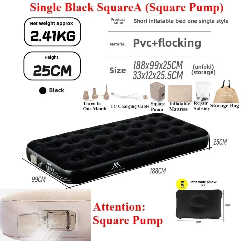 MOUNTAINHIKER Outdoor Inflatable Seating Mat Interior Air Mattress Mats Luxury Built-in Pump Thicken PVC Sleeping Bed Furniture