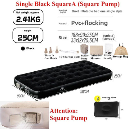MOUNTAINHIKER Outdoor Inflatable Seating Mat Interior Air Mattress Mats Luxury Built-in Pump Thicken PVC Sleeping Bed Furniture