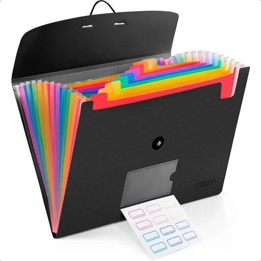 13 Pocket Expanding File Folder Accordian File Organizer A4 Letter Size Paper Document Receipt Holder for School Office Supplie