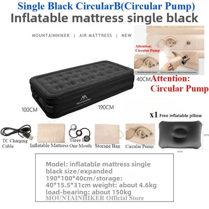 MOUNTAINHIKER Outdoor Inflatable Seating Mat Interior Air Mattress Mats Luxury Built-in Pump Thicken PVC Sleeping Bed Furniture