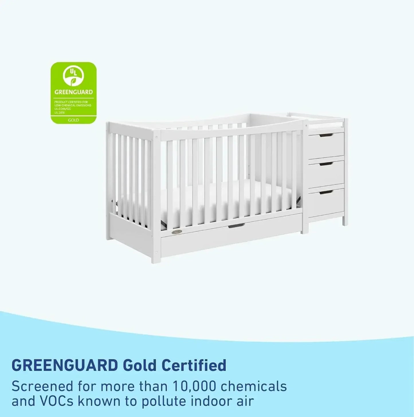Graco Remi 4-In-1 Convertible Crib & Changer With Drawer (White) – GREENGUARD Gold Certified, Crib And Changing-Table Combo