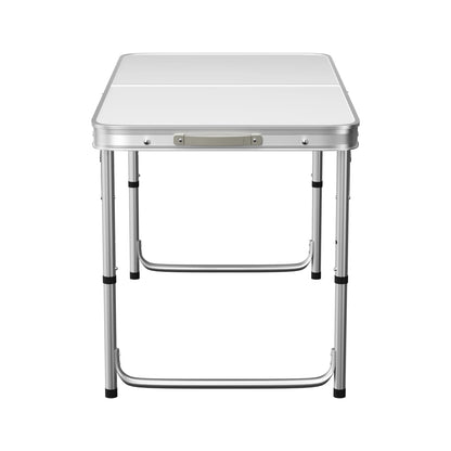 Folding outdoor camping table portable table adjustable height with carry handle folding picnic table white 120x60 cm