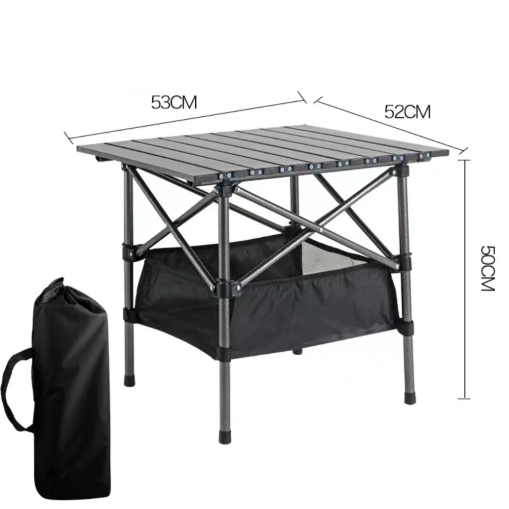 Outdoor Folding Long Table Easy To Install Portable Storage Black Camping Table Barbecue With Net Bag Light Stable Desk Table