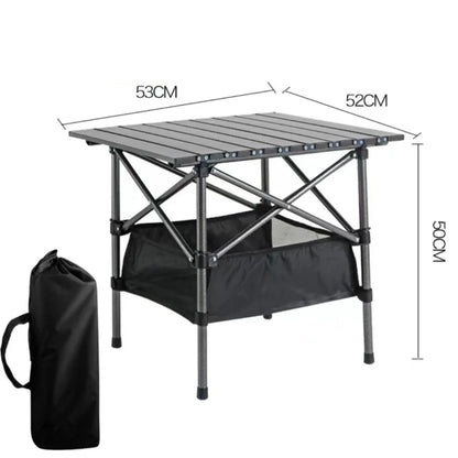 Outdoor Folding Long Table Easy To Install Portable Storage Black Camping Table Barbecue With Net Bag Light Stable Desk Table