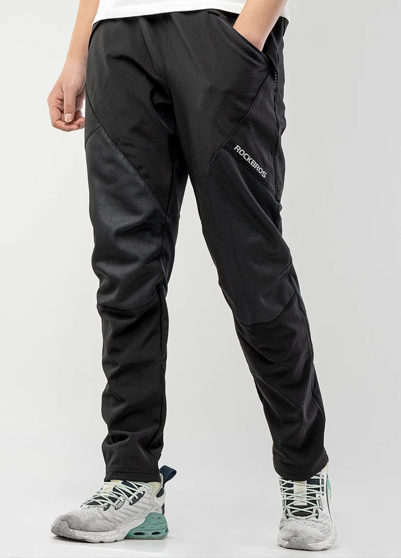 ROCKBROS Winter Cycling Pants Men Fleece Sport Reflective Trousers Keep Warm Thermal Bicycle Bike Mtb Pants Running Clothings