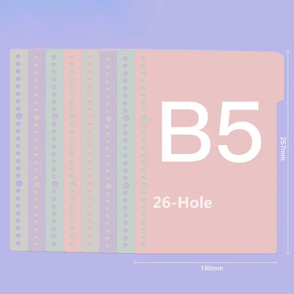Candy Color Dividers A4 B5 A5 Planner Index Divider Page Plastic Classification Page Tab Bookmark Planner Inserts 8 Pcs/set