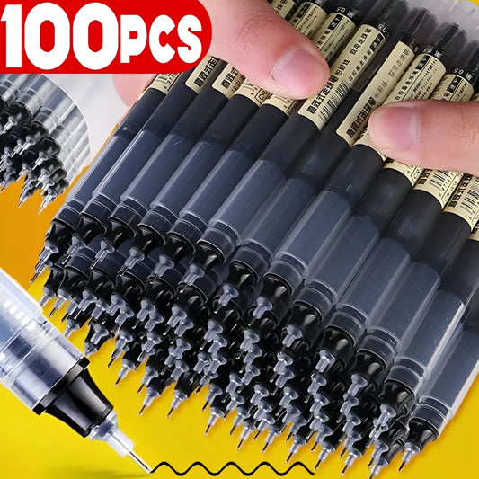 1/100pcs 0.5mm High Quality Needle Type Gel Pens Straight Liquid Ballpoint Pen Kawaii Stationery School Office Supplies Writing