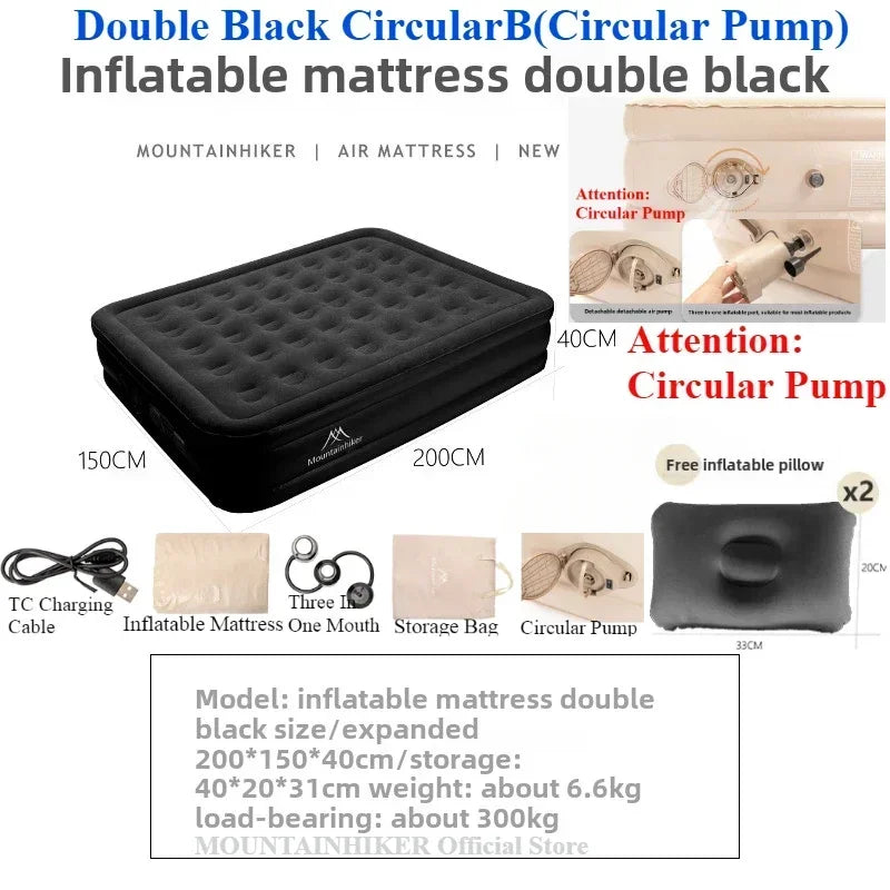 MOUNTAINHIKER Outdoor Inflatable Seating Mat Interior Air Mattress Mats Luxury Built-in Pump Thicken PVC Sleeping Bed Furniture