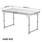 Folding outdoor camping table portable table adjustable height with carry handle folding picnic table white 120x60 cm
