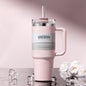 40oz 1200ML double-layer insulated tumbler cold drink travel cup coffee cup A handled and strawed insulated tumbler Ice Cup