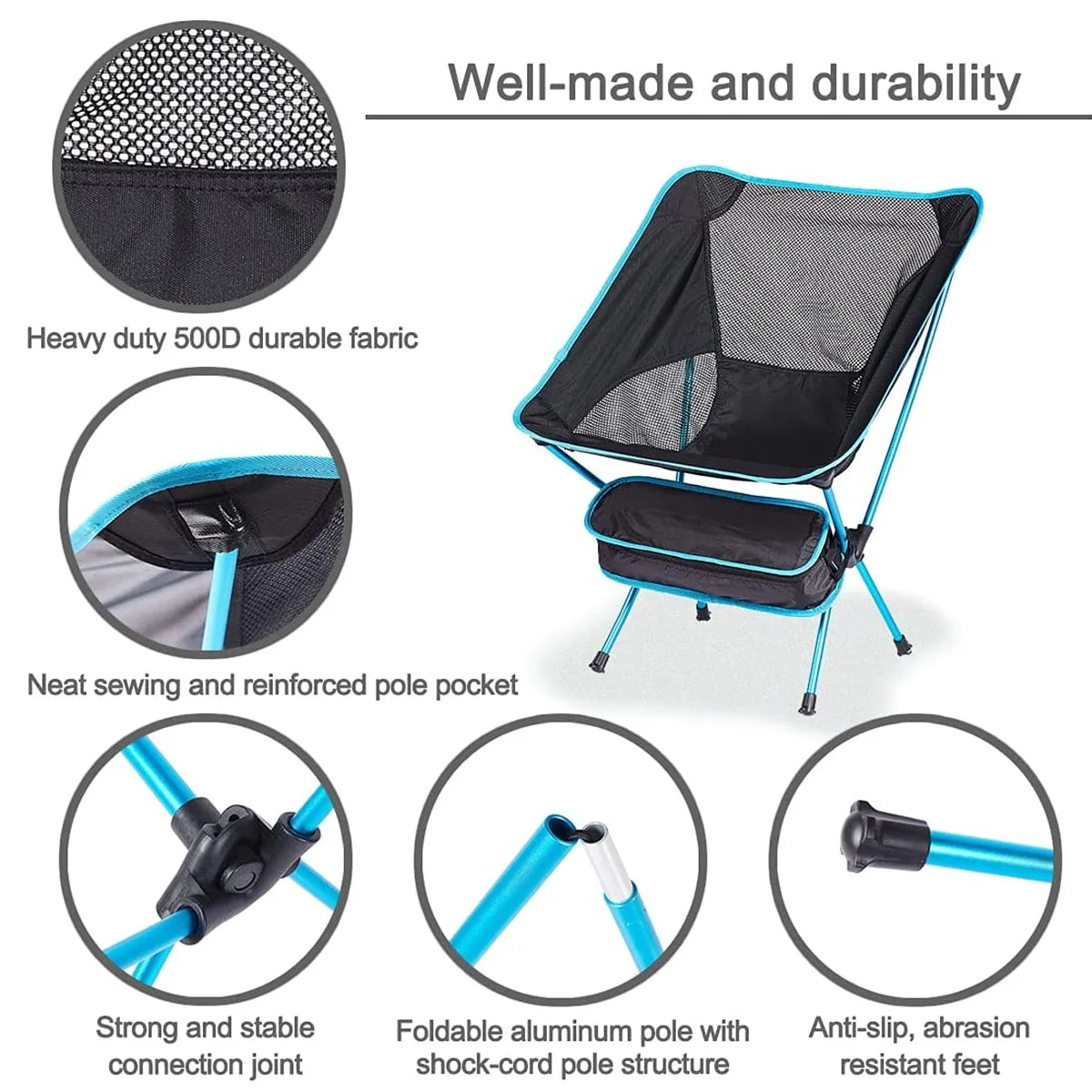 Ultralight Camping Chair, Portable Outdoor Folding Fishing Chairs Seat for Travel Camp Beach Fishing Foldable Stool Picnic Chair