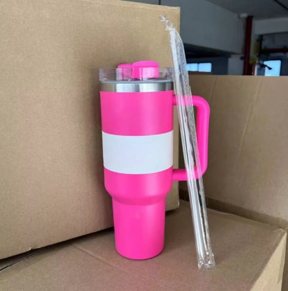 New Style Tumbler with Handle & Straw 40 oz Twist On 3Way Lid Cupholder Compatible for Travel Insulated Stainless Steel Cup
