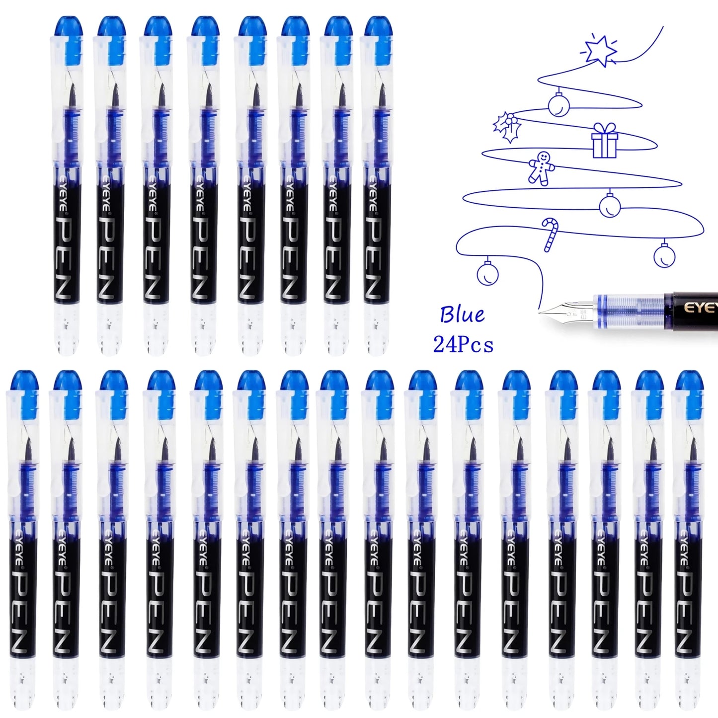 Disposable Fountain Pens, Straight Liquid Fountain Pens，for WritingQuick-Drying Ink Pen, Smooth-Writing Multicolor Art Supplies