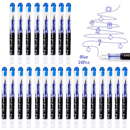 Disposable Fountain Pens, Straight Liquid Fountain Pens，for WritingQuick-Drying Ink Pen, Smooth-Writing Multicolor Art Supplies
