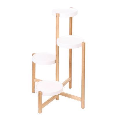 4 Tier Plant Display Shelf Stand Bamboo Plant Pot Holder Tall Flower Stand Rack
