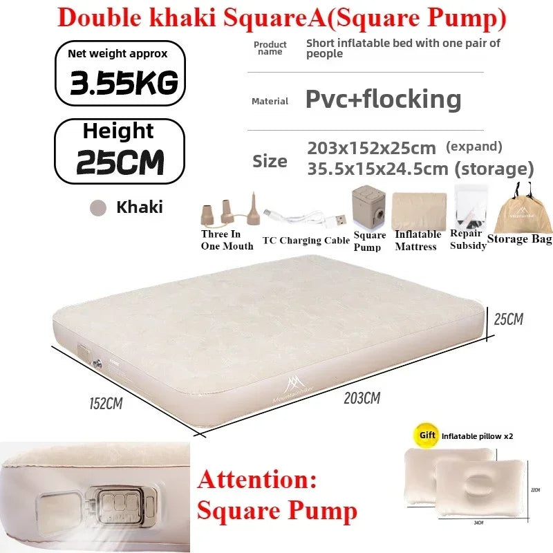MOUNTAINHIKER Outdoor Inflatable Seating Mat Interior Air Mattress Mats Luxury Built-in Pump Thicken PVC Sleeping Bed Furniture