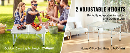 VEVOR Outdoor Folding Table Adjustable Height Portable Compact Tables Lightweight Aluminum Picnic Table For Beach/Garden/Camping